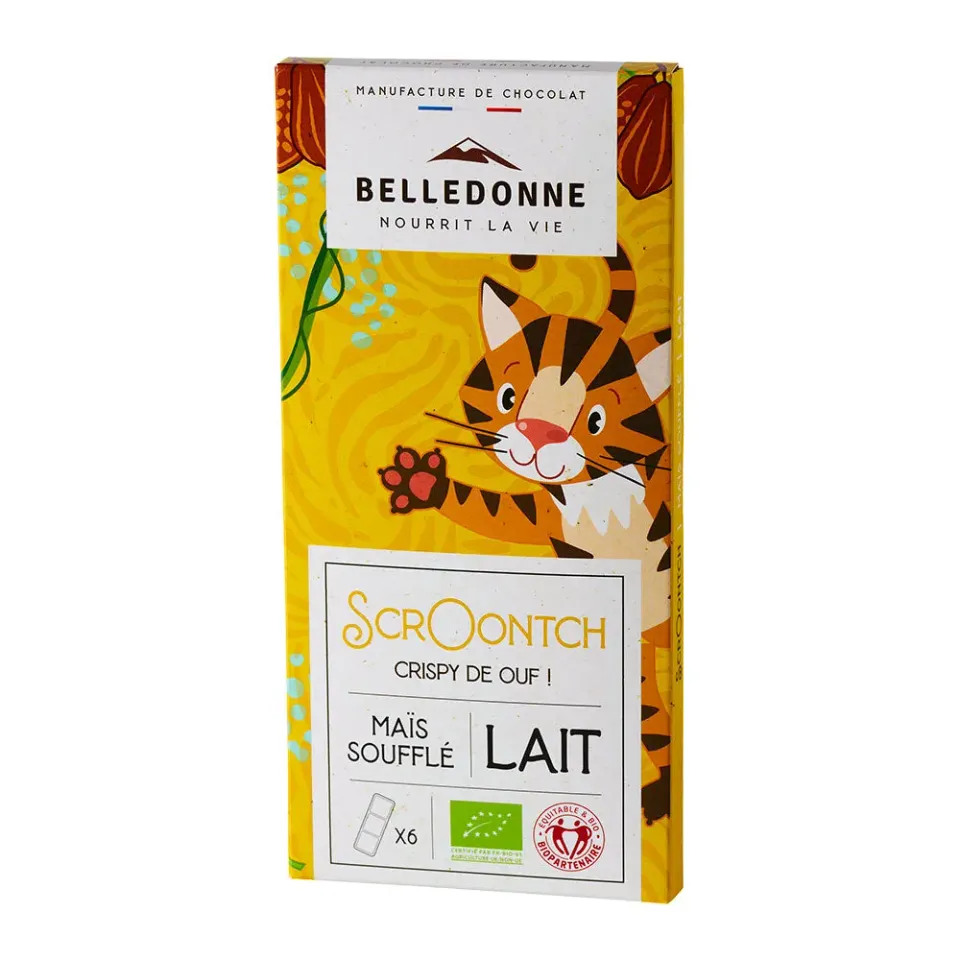 Belledonne Tablette enfant chocolat lait maïs soufflé 80 g